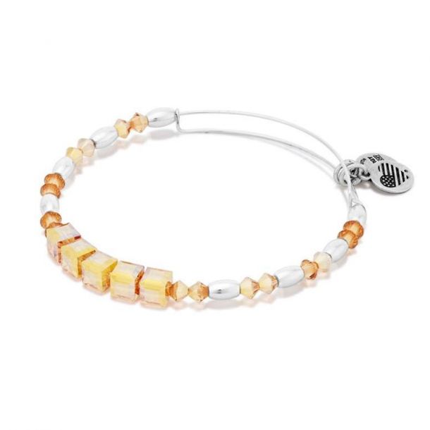 Alex and Ani Glow Swarovski Beaded Bangle Shiny Silver Finish REEDS Jewelers