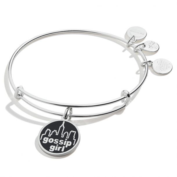 Alex and Ani Gossip Girl Color Infusion Charm Bangle Bracelet Shiny Silver Finish REEDS Jewelers