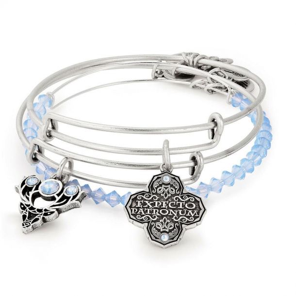 Alex and Ani Harry Potter Expecto Patronum Set of 3 Bangle Bracelets Rafaelian Silver Finish