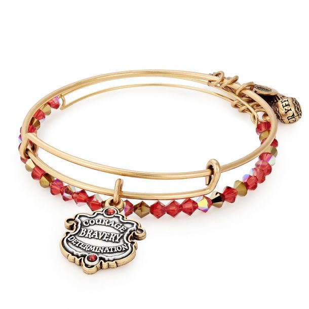 Alex and Ani Harry Potter Gryffindor Moto Set of Two Bangle Bracelets Rafaelian Gold Finish