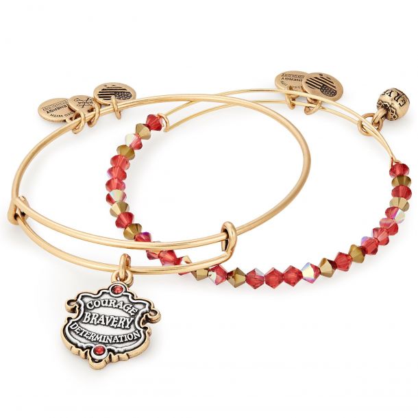 Alex and Ani Harry Potter Gryffindor Moto Set of Two Bangle Bracelets Rafaelian Gold Finish