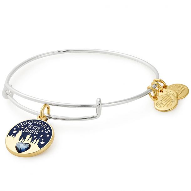 Alex and Ani Harry Potter Hogwarts Is My Home Two Tone Charm Bangle Bracelet Shiny Silver and Gold Finish