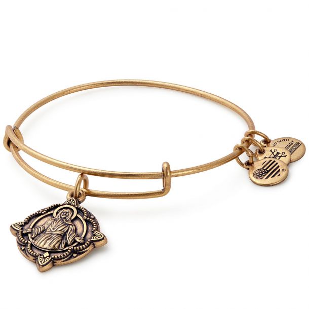 Alex and Ani Jesus Charm Bangle Rafaelian Gold Finish REEDS Jewelers