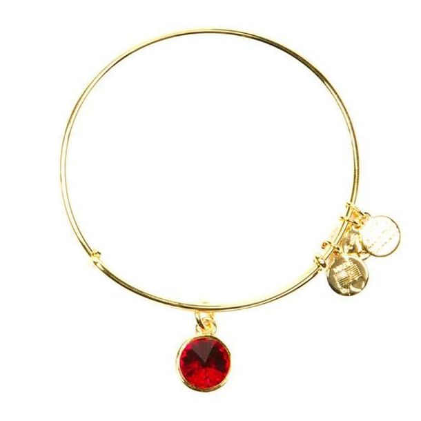 Alex and Ani July Birthstone Charm Bangle Bracelet Shiny Gold Finish