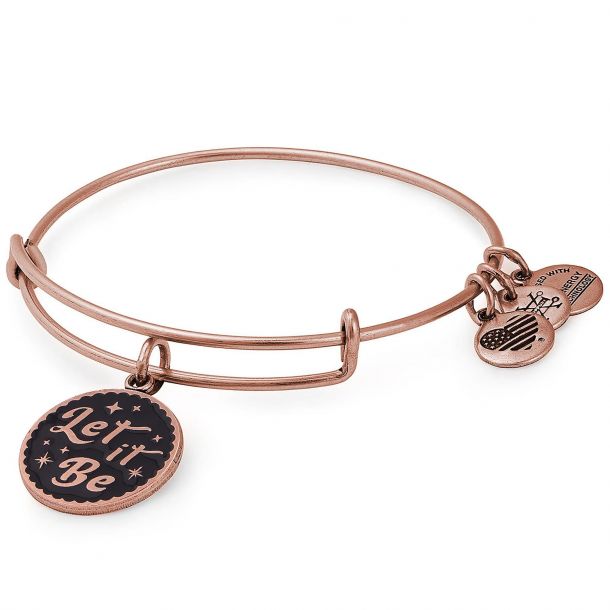 Alex and Ani Let It Be Charm Bangle Bracelet Rafaelian Rose Gold Finish
