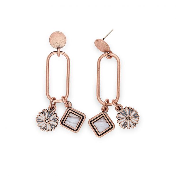 Alex and Ani Life Drop Earrings Rafaelian Rose Gold Finish REEDS Jewelers