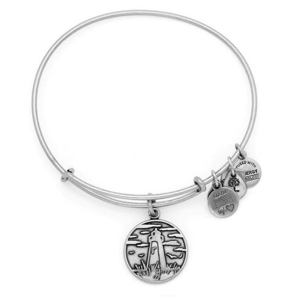 Alex and Ani Lighthouse Charm Bangle Rafaelian Silver Finish