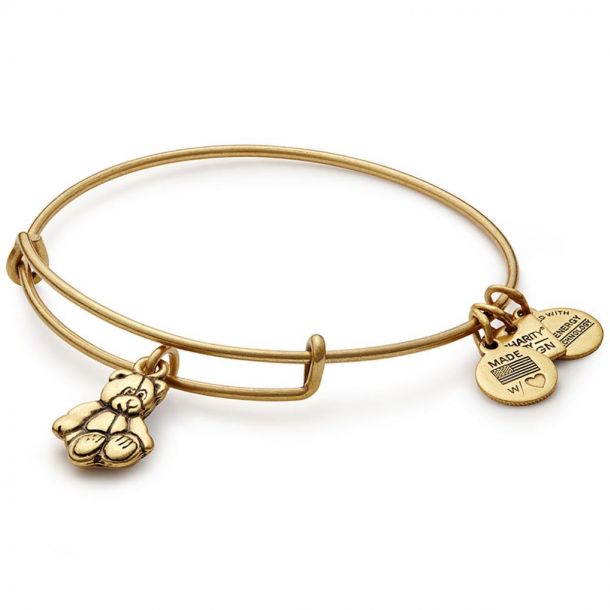 Alex and Ani Little Brown Bear Charm Bangle Rafaelian Gold Finish