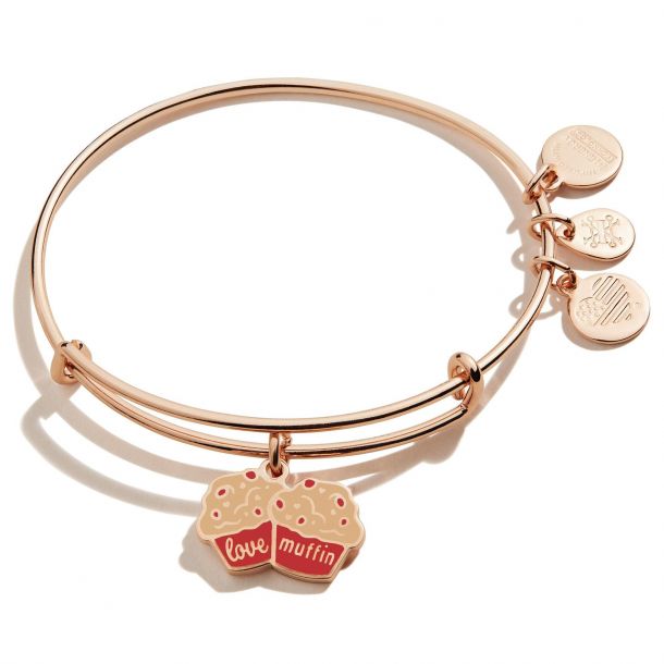 Alex and Ani Love Muffin Charm Bangle Shiny Rose Gold Finish
