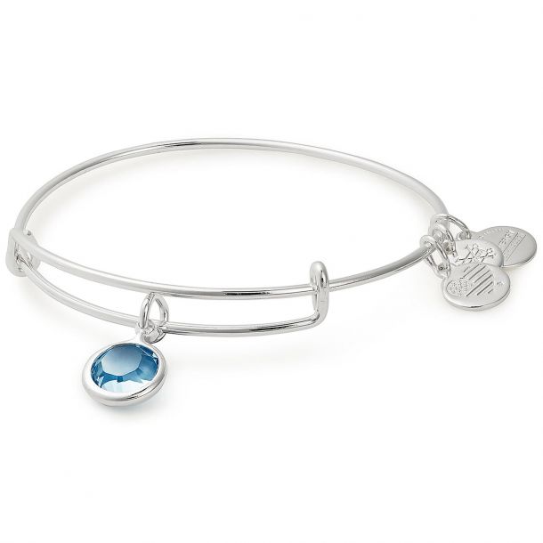 Alex and Ani March Charm Bangle Bracelet Shiny Silver Finish
