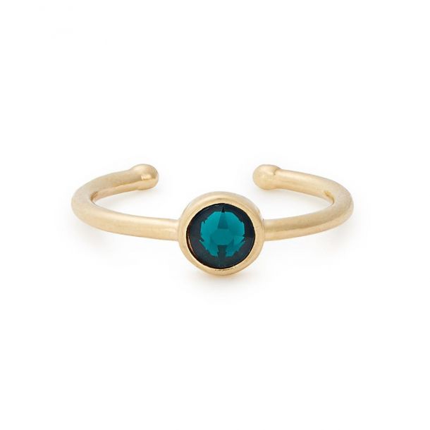Alex and Ani May Emerald Swarovski Crystal Color Code Adjustable Ring Gold Plated REEDS Jewelers
