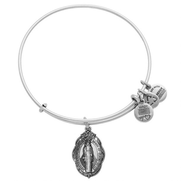 Alex and Ani Mother Mary Charm Bangle Rafaelian Silver Finish