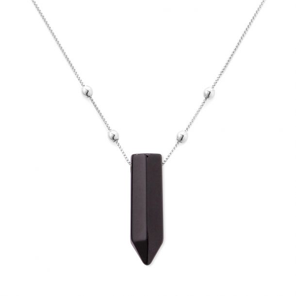 Silver Necklace Extender Extension Onyx-11-ONYX
