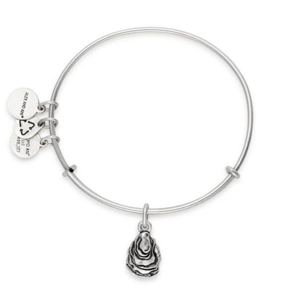 Alex and Ani Oyster and Pearl Bangle Bracelet Rafaelian Silver Finish REEDS Jewelers