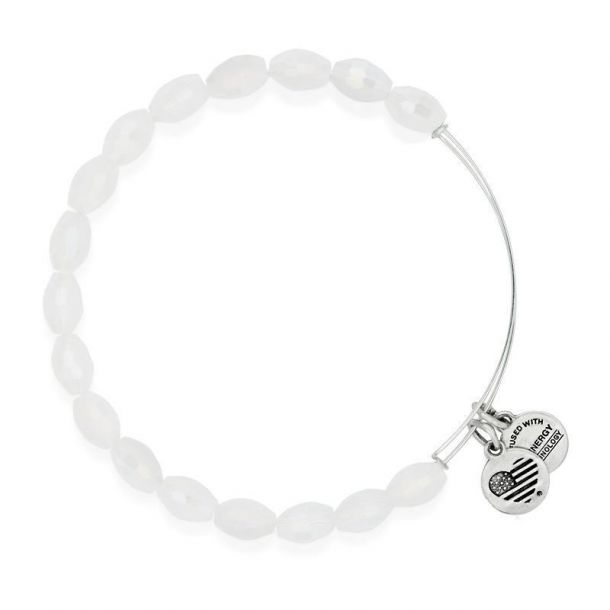 Alex and Ani Pearly Light Serenity Beaded Bangle Rafaelian Silver Finish