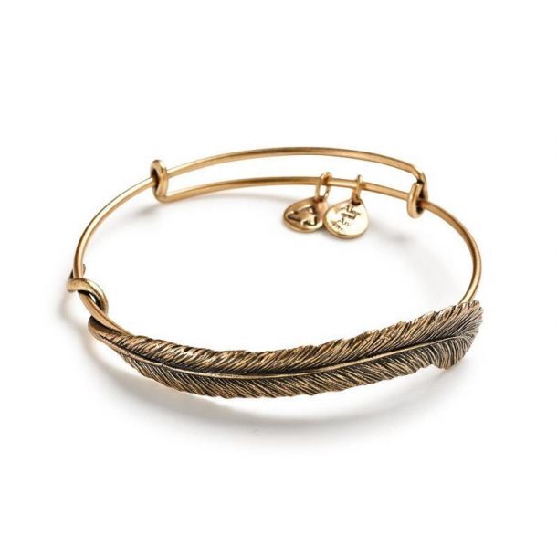 Alex and Ani Plume Feather Wrap Rafaelian Gold Finish