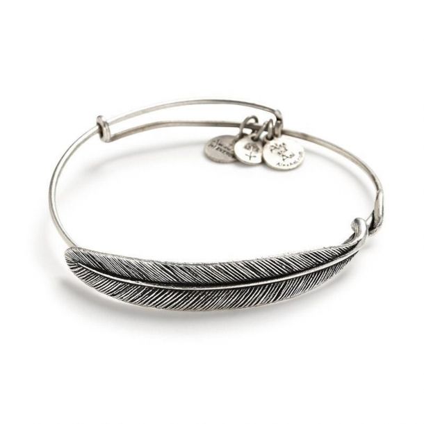 Alex and Ani Quill Feather Wrap Rafaelian Silver Finish