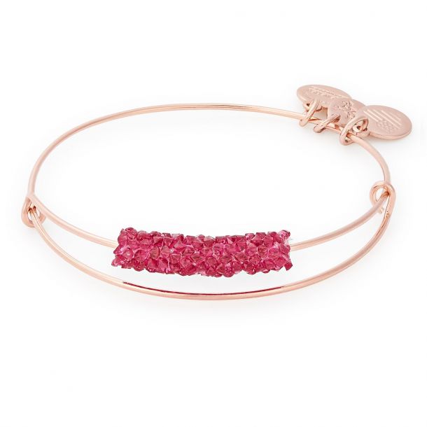 Alex and Ani Raspberry Lips Fine Rocks Beaded Bangle Shiny Rose Gold Finish