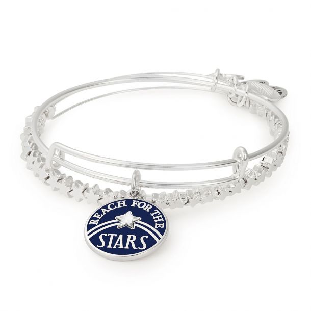 Alex and Ani Reach for the Stars Set of 2 Shiny Silver Finish