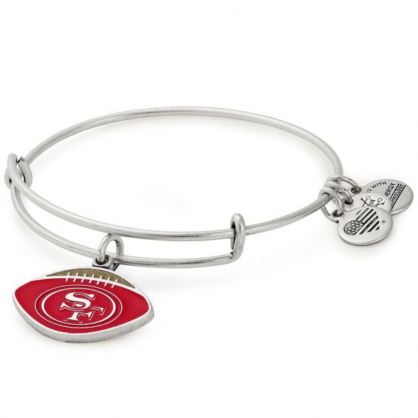 Alex and Ani San Francisco 49ers Football Color Infusion Charm Bangle Bracelet Rafaelian Silver Finish