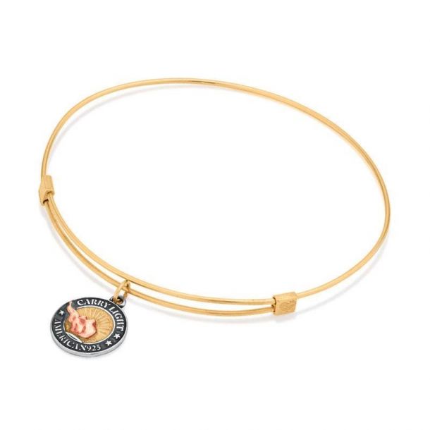 Alex and Ani Small LIBERTY COPPER CARRY LIGHT Charm Bangle Gold Plated REEDS Jewelers