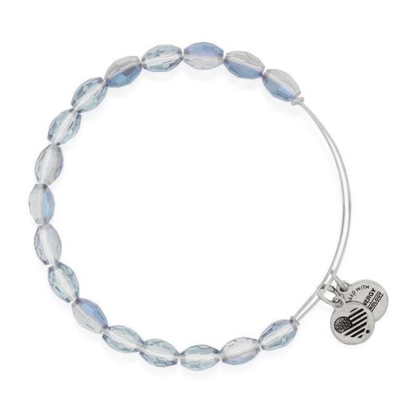 Alex and Ani Soothing Blue Serenity Beaded Bangle Rafaelian Silver Finish