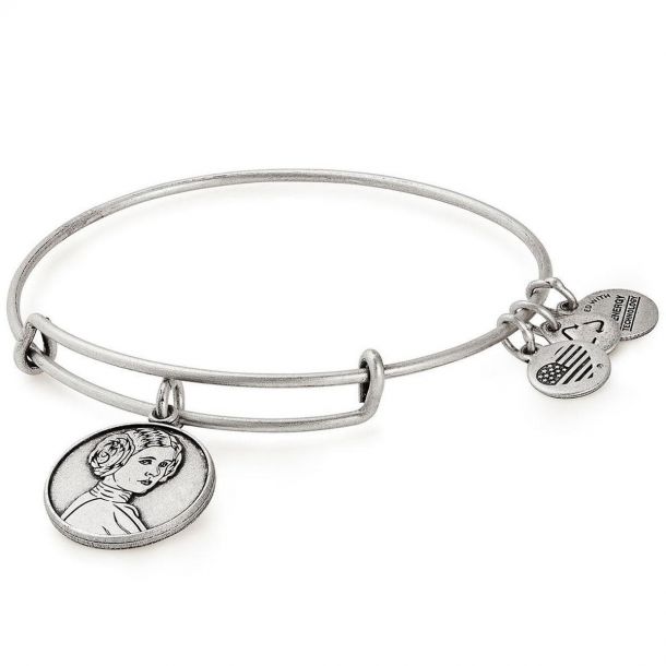 Alex and Ani Star Wars Princess Leia Charm Bangle Bracelet Rafaelian Silver Finish