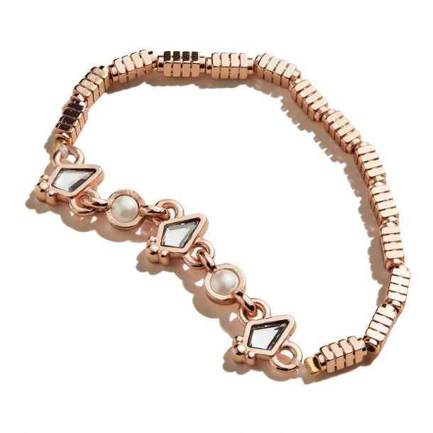 Alex and Ani Swarovski Crystal and Pearl Stretch Beaded Bracelet