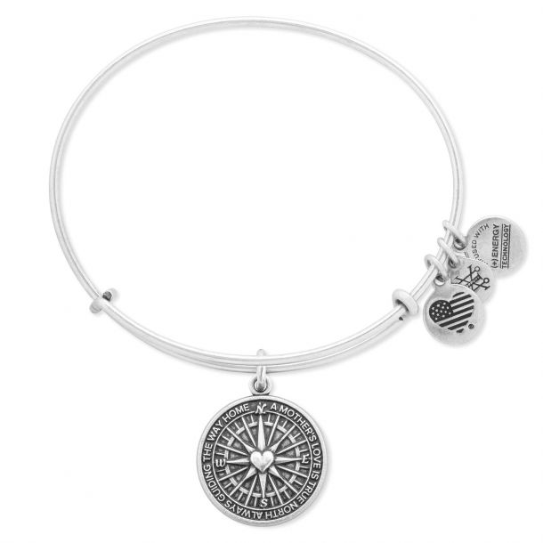 Alex and Ani True Direction Charm Bangle Bracelet Rafaelian Silver Finish