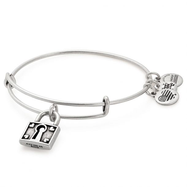 Alex and Ani Unbreakable Love Charm Bangle Rafaelian Silver Finish REEDS Jewelers
