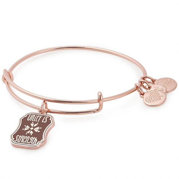 Alex and Ani Unity Is Strength Charm Bangle Bracelet Shiny Rose Gold Finish REEDS Jewelers