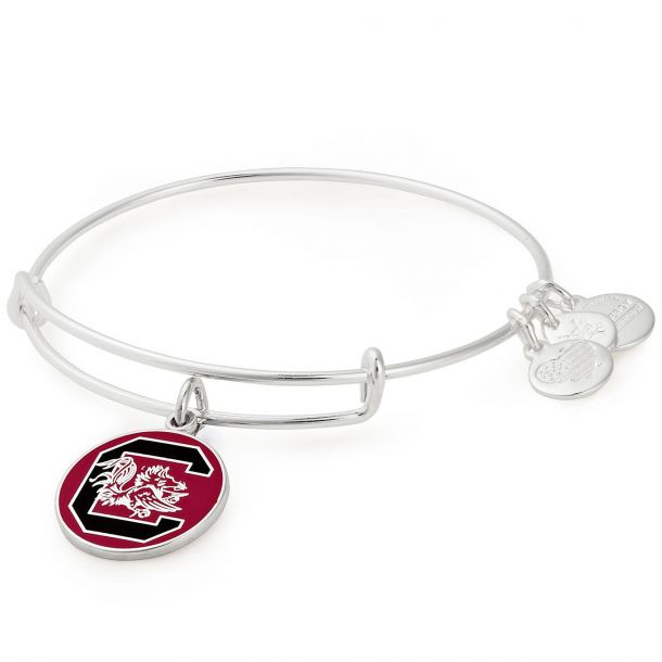Alex and Ani University of South Carolina Charm Bangle Bracelet Shiny Silver Finish