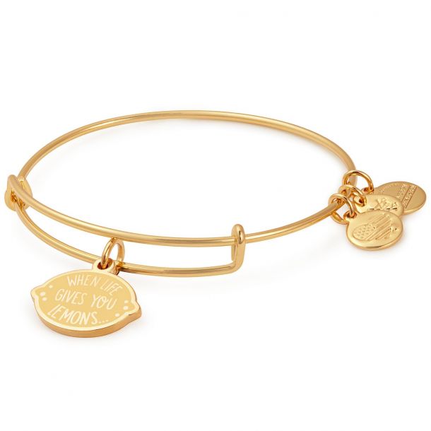 Alex and Ani When Life Gives You Lemons Charm Bangle Bracelet Shiny Gold Finish