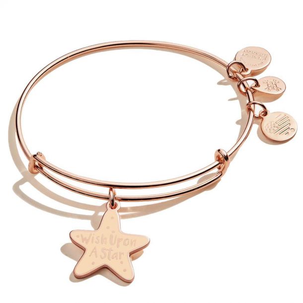 Alex and Ani Wish Upon A Star Charm Bangle Bracelet Shiny Rose Gold Finish