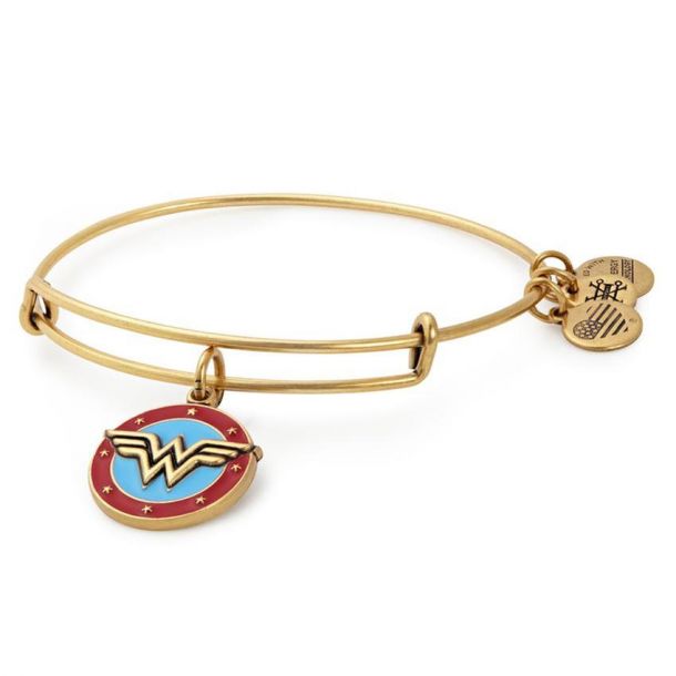Alex and Ani Wonder Woman Logo Bangle Bracelet Shiny Gold Finish