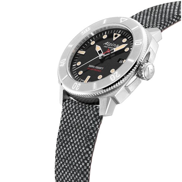 Alpina Seastrong Diver 300 Automatic Calanda Limited Edition Recycled Steel Bracelet Watch 42mm AL 525BBG4VR6