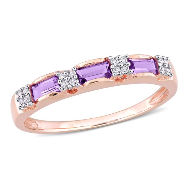 Amethyst and hotsell diamond stackable ring
