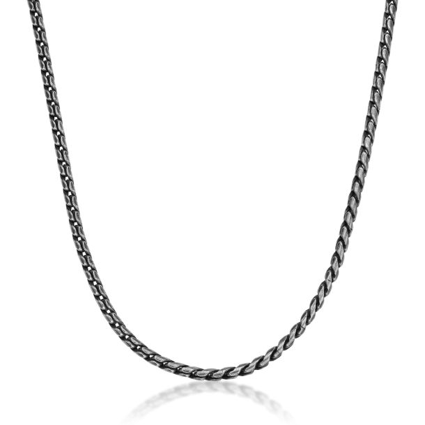 Men's Antique-Finish Stainless Steel Rope Chain Necklace