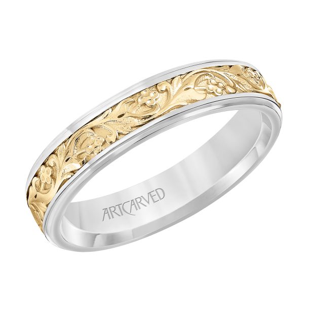Ring Mixed Metal Band Two Tone Ring Comfort Fit Band 14K Gold