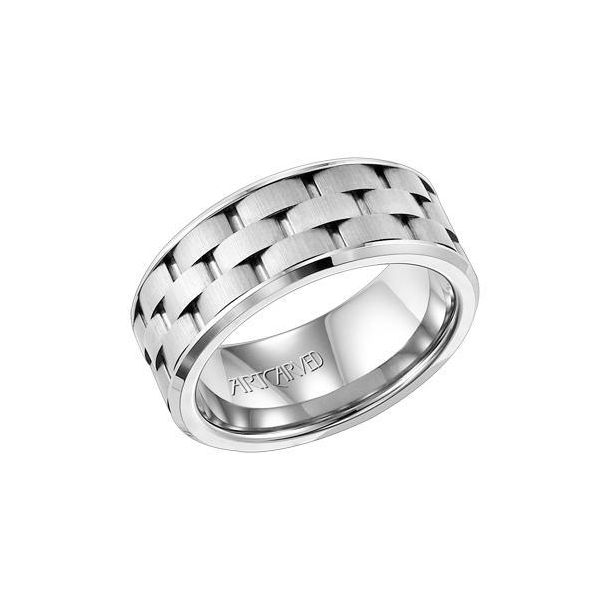 ArtCarved White Tungsten Carbide Brick Comfort Fit Band 9mm