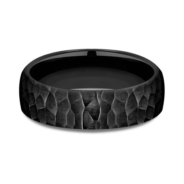 Benchmark Black Titanium Hammered Finish European Comfort Fit Band