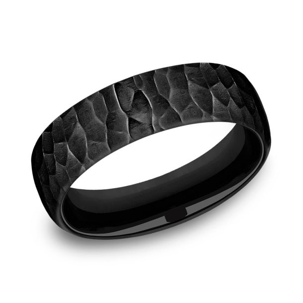 Benchmark Black Titanium Hammered Finish European Comfort Fit Band
