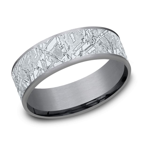 Benchmark Meteorite Textured Grey Tantalum and White Gold Comfort