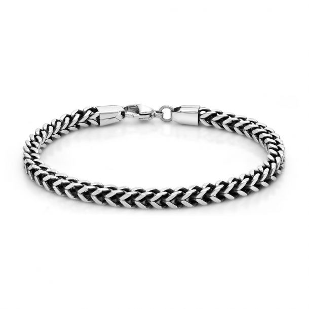 Silver Bracelet for Men - Size 7 to 10.5 Inches, 8.5