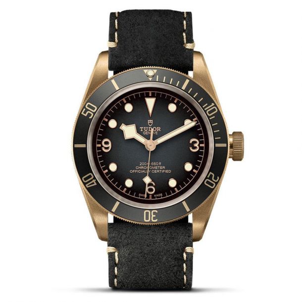 Tudor black bay black leather strap top
