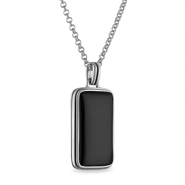 Black onyx outlet and silver necklace