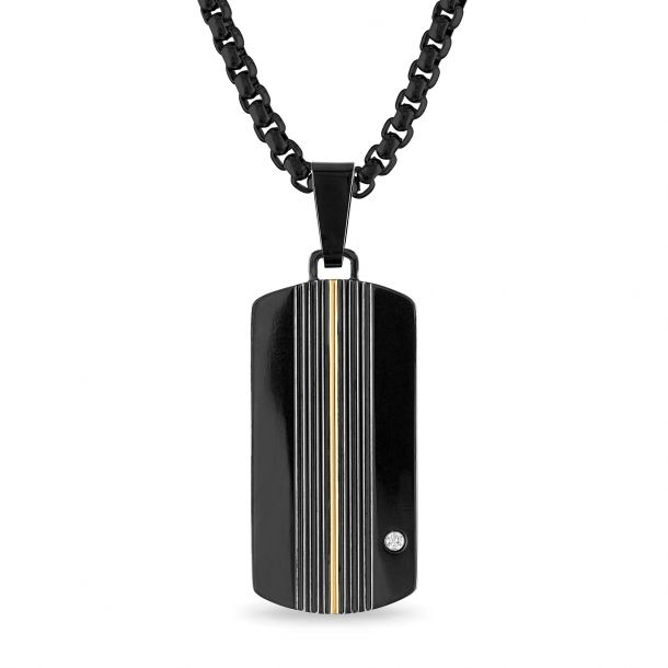 Black Dog Tag Pendant Necklace