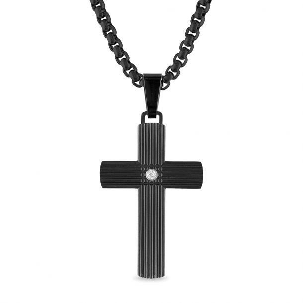 Black titanium cross necklace store
