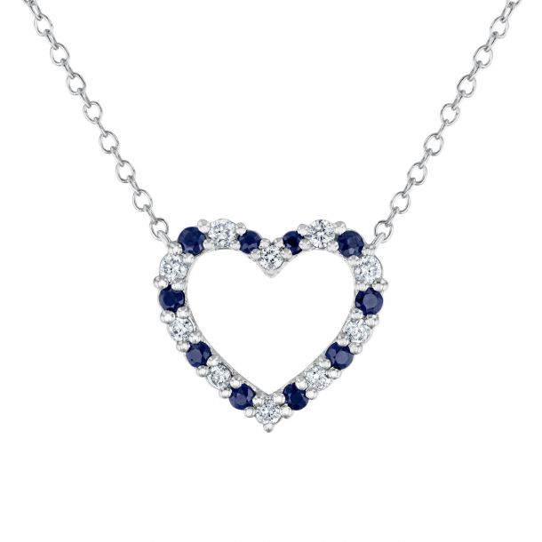 Diamond and sapphire heart necklace discount