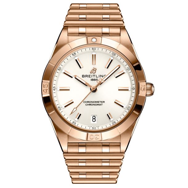 Breitling Chronomat Automatic 36 White Dial Rose Gold Bracelet Watch ...